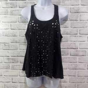 Sloane Rouge Laser Cut Raw Hem Tank Top Medium